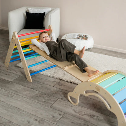 Set Pikler triangel, glijplank, schommelboog - diverse kleuren