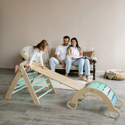 Set Pikler triangel, glijplank, schommelboog - diverse kleuren