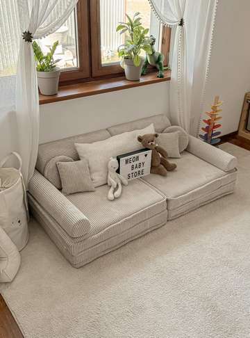 Spielsofa Premium 10-teilig für Kinder in Aesthetic Cord Beige im Kinderzimmer