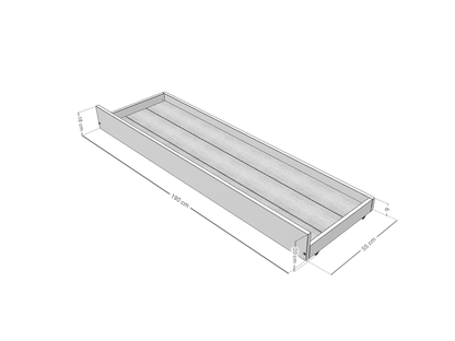 Houten bedlade op wieltjes