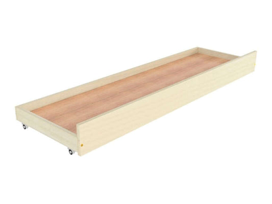 Houten bedlade op wieltjes