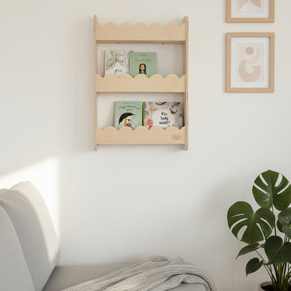 Wandplank voor boeken "Wave", diverse maten en kleuren