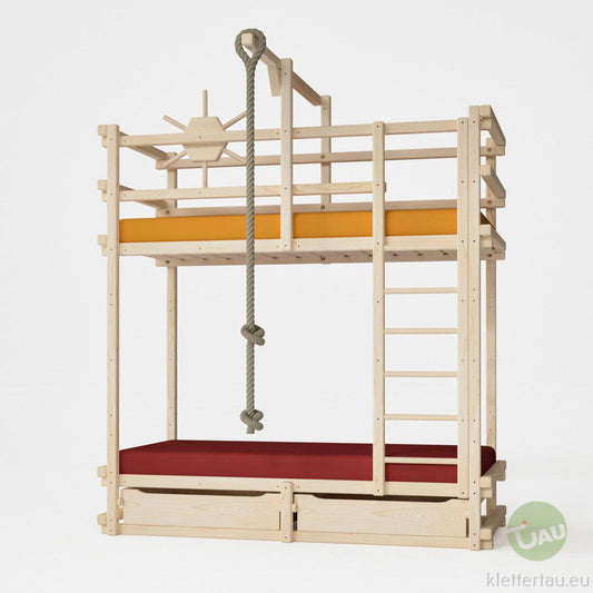 Avonturen-verdiepingsbed van hout – extra hoog