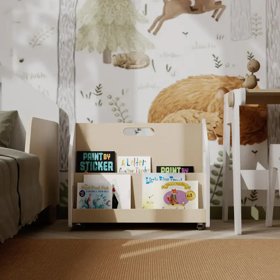 Dubbelzijdige boekenkast op wielen