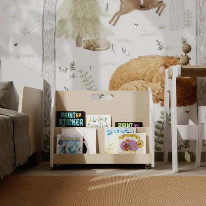 Dubbelzijdige boekenkast op wielen