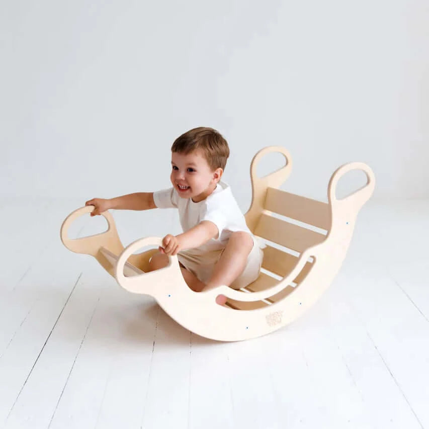 5-in-1 Montessori klimboog, onbehandeld hout