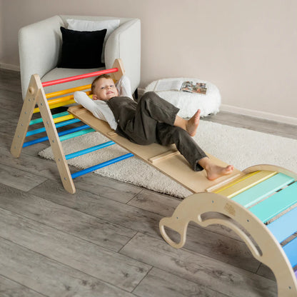 Set Pikler triangel, glijplank, schommelboog - diverse kleuren