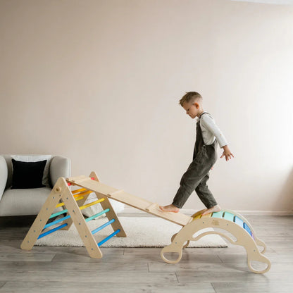 Set Pikler triangel, glijplank, schommelboog - diverse kleuren