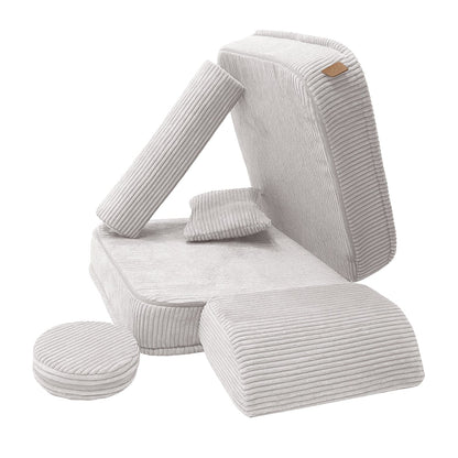 Kindersessel 3-in-1 Ästhetik Cord - Faltbare Kindercouch & Spielmatratze - Classic Cord Edition