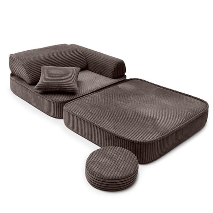 Kindersessel 3-in-1 Ästhetik Cord - Faltbare Kindercouch & Spielmatratze - Classic Cord Edition
