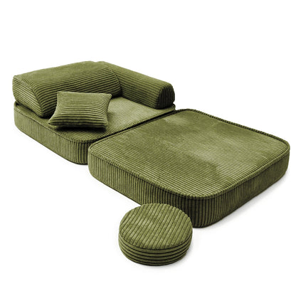 Kindersessel 3-in-1 Ästhetik Cord - Faltbare Kindercouch & Spielmatratze - Classic Cord Edition