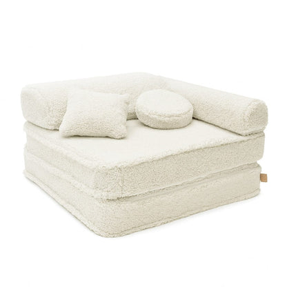 Kindersessel 3-in-1 Bearly - Faltbare Kindercouch & Spielmatratze - Soft Teddy Edition