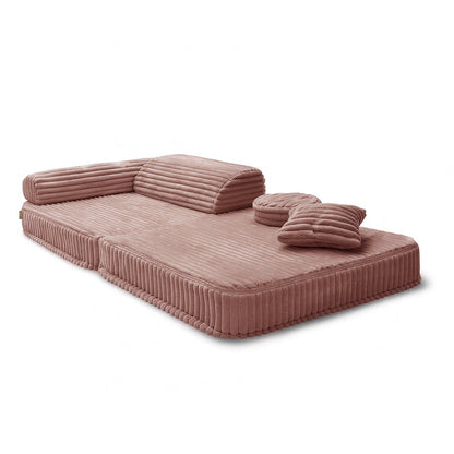 Kindersessel 3-in-1 Churros - Faltbare Kindercouch & Spielmatratze - Plüschcord Edition