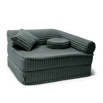 Kindersessel 3-in-1 Churros - Faltbare Kindercouch & Spielmatratze - Plüschcord Edition