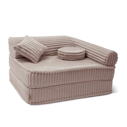 Kindersessel 3-in-1 Churros - Faltbare Kindercouch & Spielmatratze - Plüschcord Edition