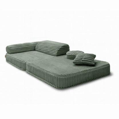 Kindersessel 3-in-1 Churros - Faltbare Kindercouch & Spielmatratze - Plüschcord Edition