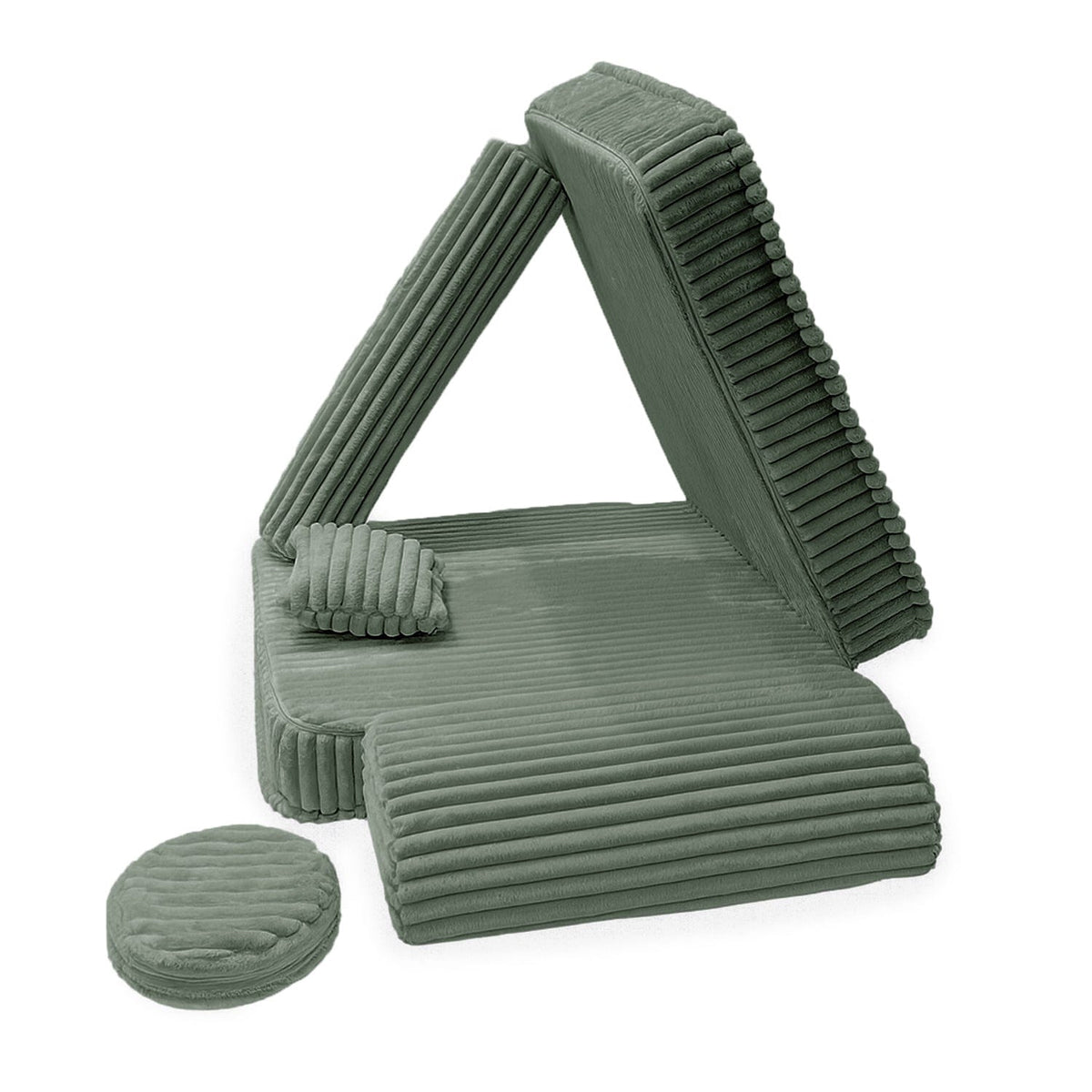 Kindersessel 3-in-1 Churros - Faltbare Kindercouch & Spielmatratze - Plüschcord Edition
