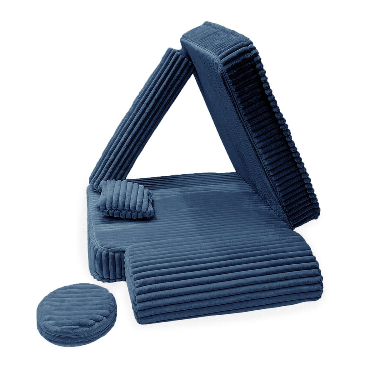 Kindersessel 3-in-1 Churros - Faltbare Kindercouch & Spielmatratze - Plüschcord Edition