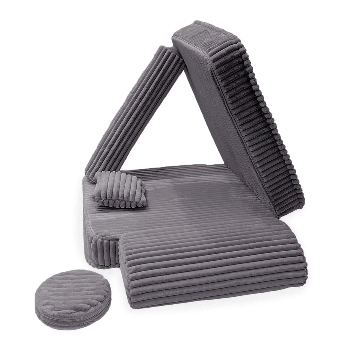 Kindersessel 3-in-1 Churros - Faltbare Kindercouch & Spielmatratze - Plüschcord Edition