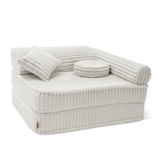 Kinderfauteuil 3-in-1 Churros - Opvouwbare kinderbank & speelmatras - Pluche corduroy-editie