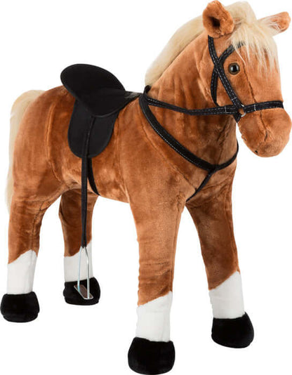 Staand paard met geluid, bruin