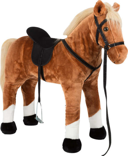 Staand paard met geluid, bruin