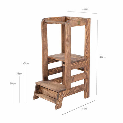 Leertoren Keukenhulpje van hout voor kinderen, div. kleuren