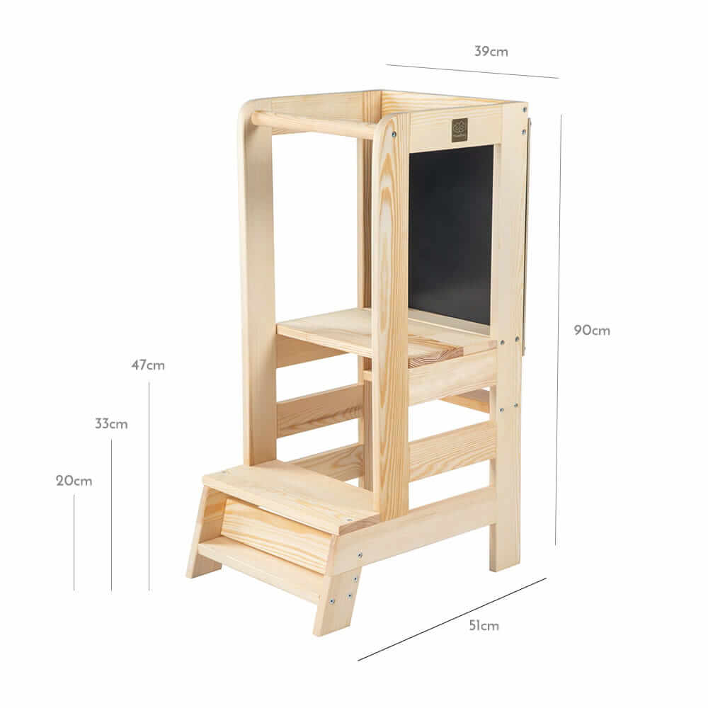 Leertoren Keukenhulp met een krijtbord voor kinderen, diverse kleuren