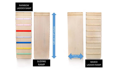 Kletterwürfel versch. Farben mit zwei Rutschen: Sliding Ramp und Waxed Ladder Ramp für Kinder ab 10 Monaten.